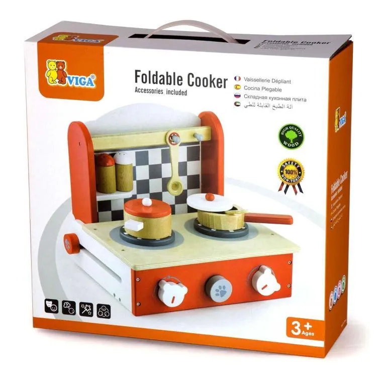 Foldable cooker with accessories