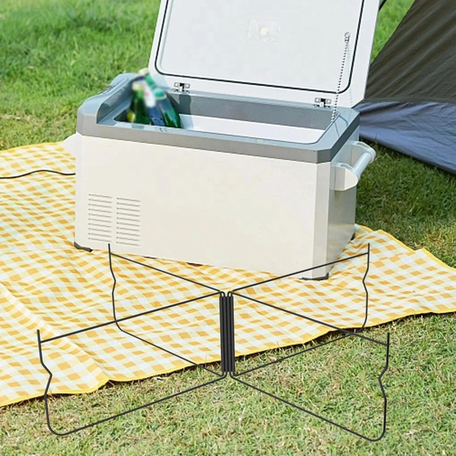 Foldable Cooler Stand Ice Box Holder Stainless Steel Storage Bin Stand Universal Suitcase Rack for Fishing BBQ Camping Picnic