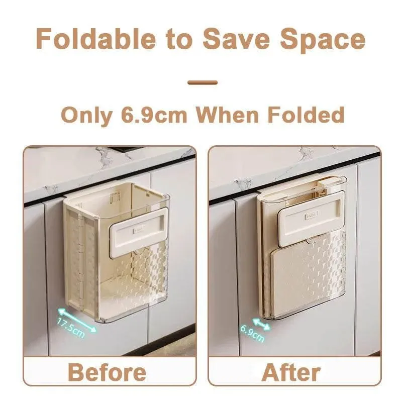 Foldable Door Garbage Can - Compact Hanging Waste Bin