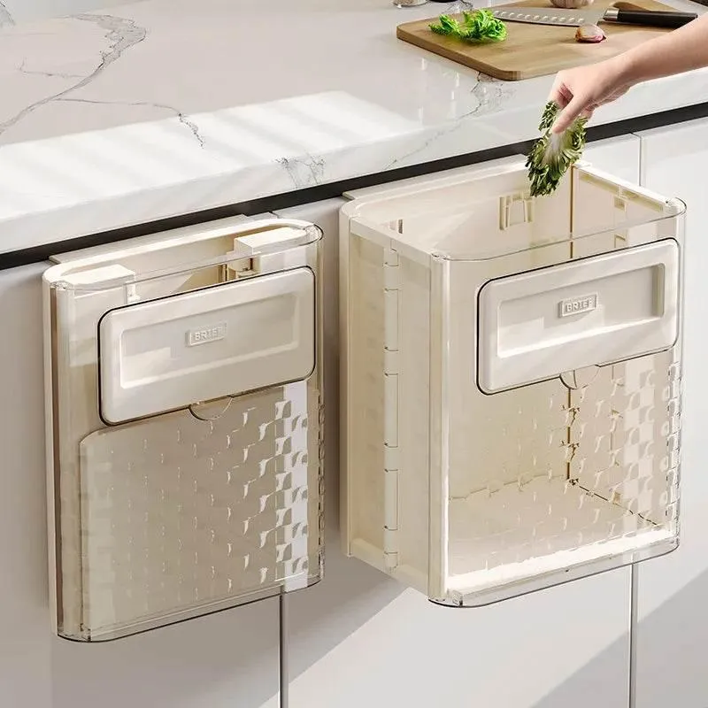 Foldable Door Garbage Can - Compact Hanging Waste Bin