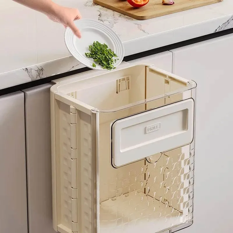 Foldable Door Garbage Can - Compact Hanging Waste Bin