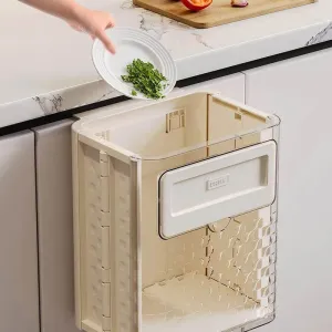 Foldable Door Garbage Can - Compact Hanging Waste Bin