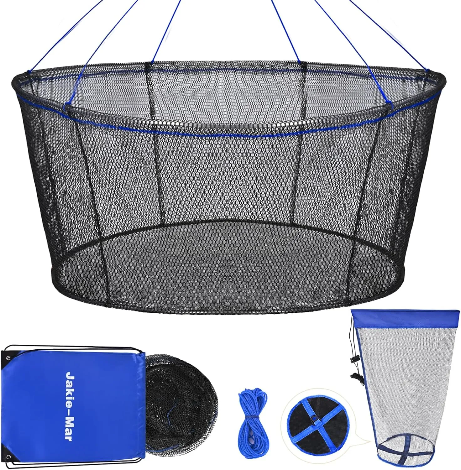 Foldable Fishing Net, Landing Fishing Pier Nets, Drop Net for Pulling Up Fish with Rope, Portable Bridge Fishing Net for Minnows, Crawfish, Shrimp