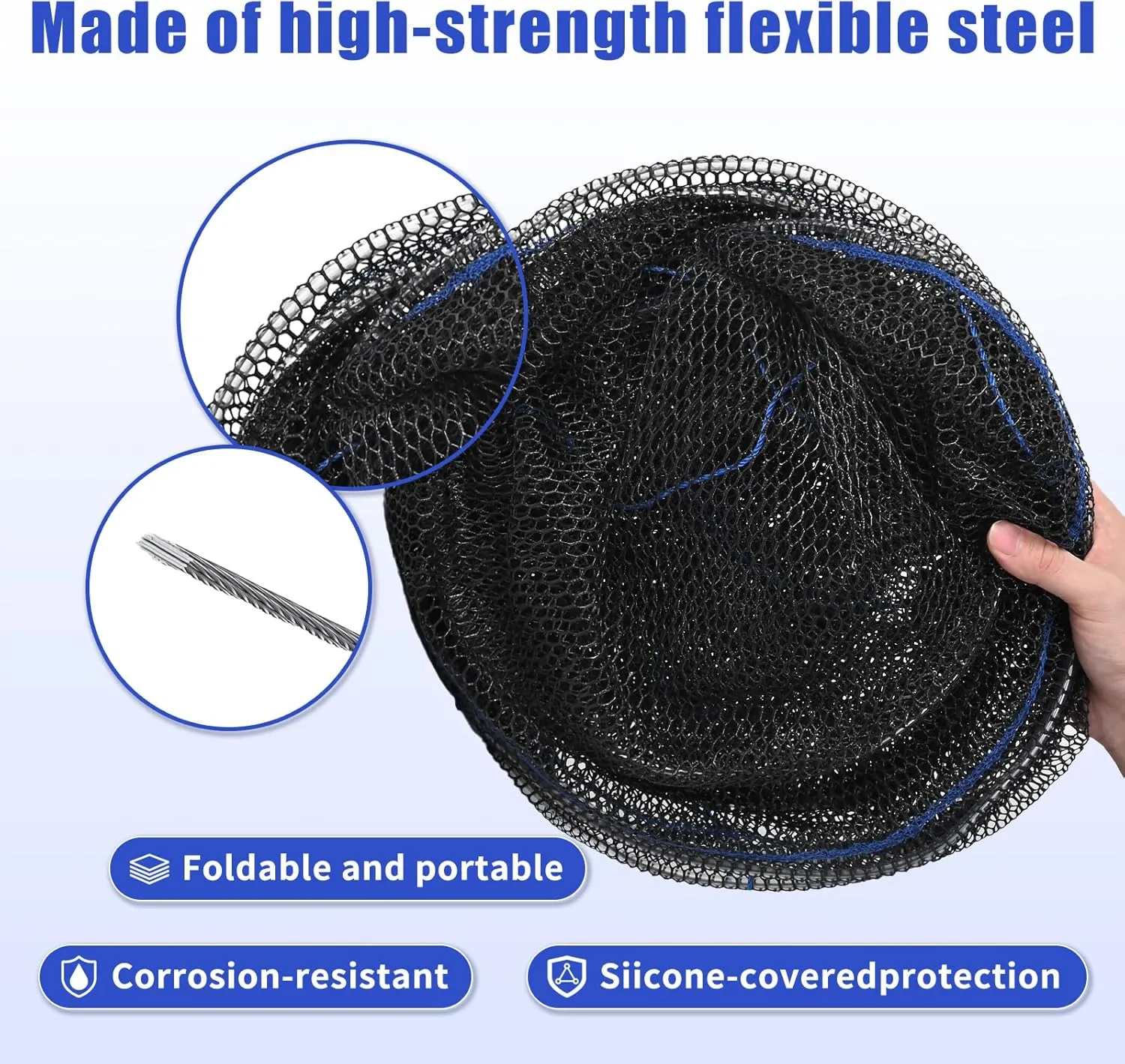 Foldable Fishing Net, Landing Fishing Pier Nets, Drop Net for Pulling Up Fish with Rope, Portable Bridge Fishing Net for Minnows, Crawfish, Shrimp