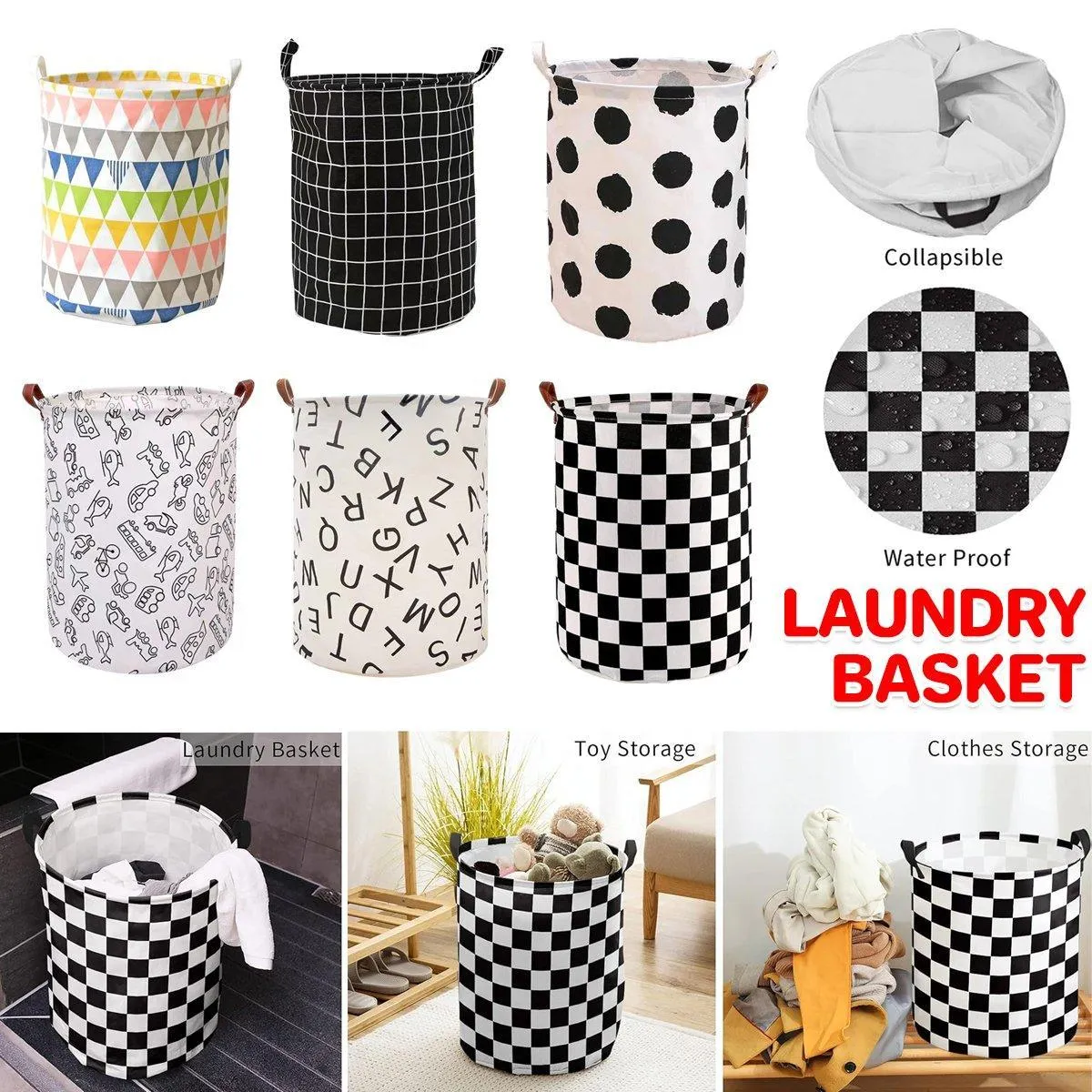 Foldable Laundry Basket Dirty Clothes Hamper Toy Storage Organizer Storage Bin