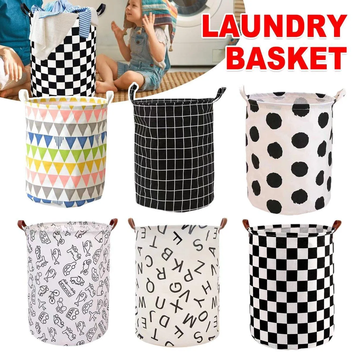 Foldable Laundry Basket Dirty Clothes Hamper Toy Storage Organizer Storage Bin