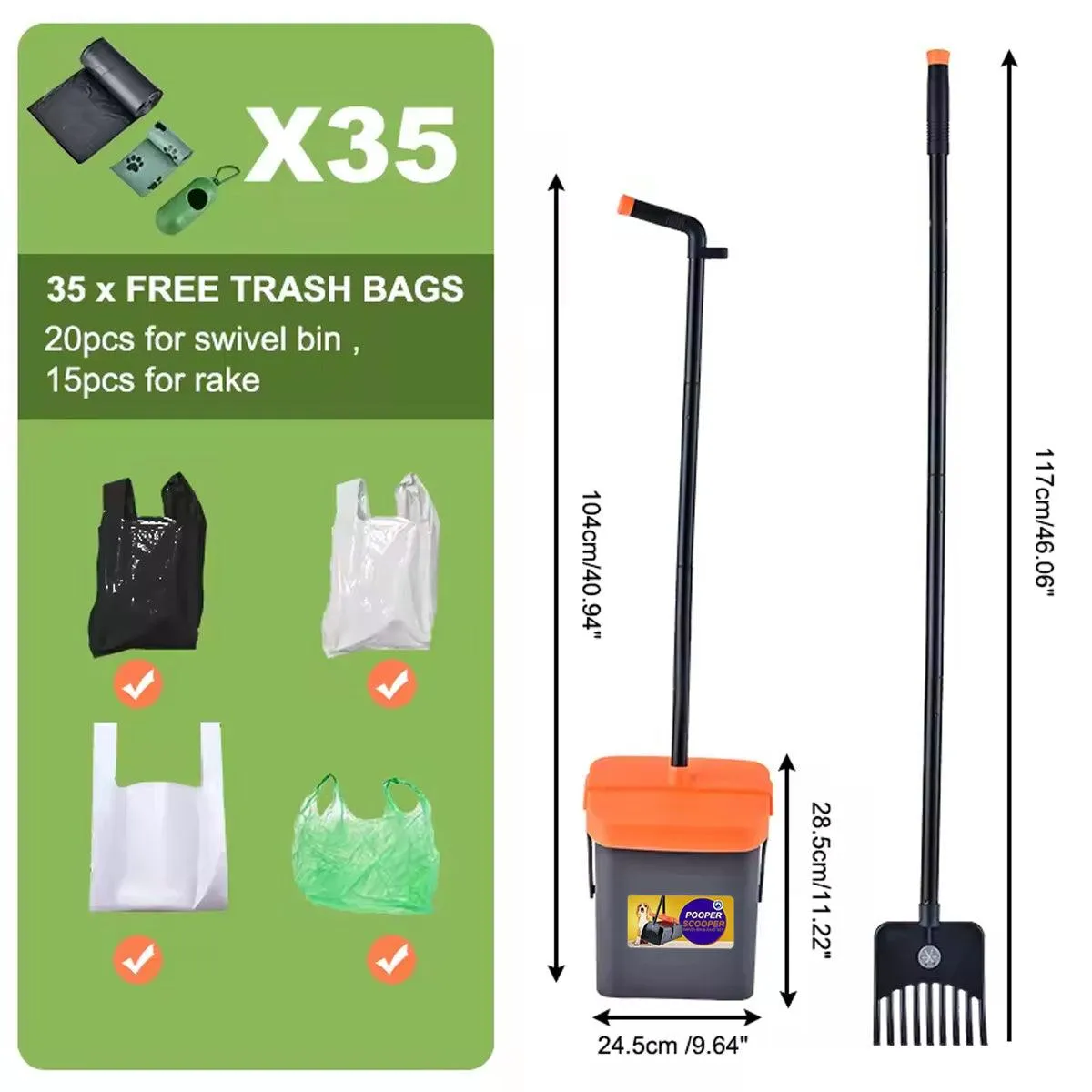 Foldable Pet Waste Picker with Broom Dustpan Set for Dog Walking Easy Cleanup