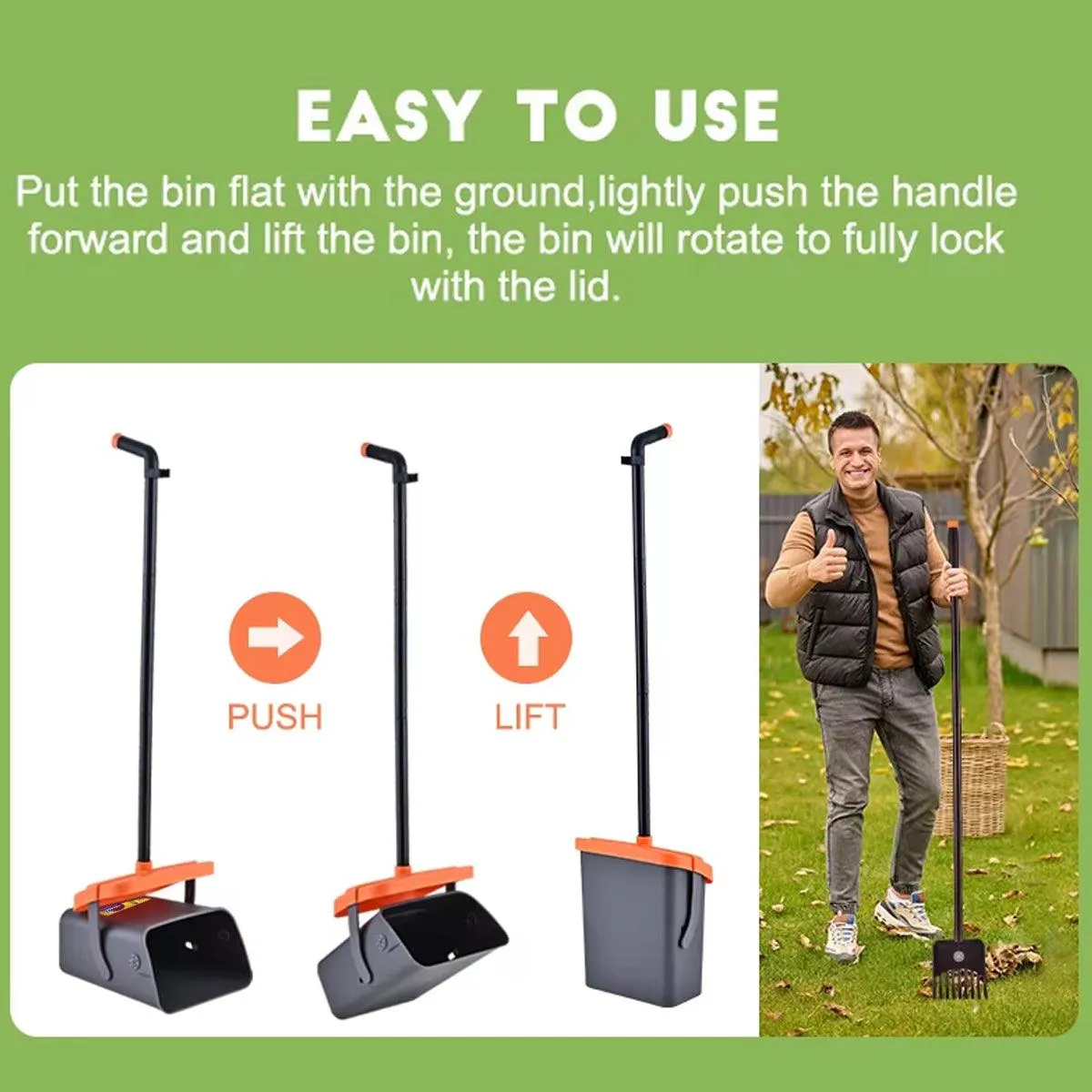 Foldable Pet Waste Picker with Broom Dustpan Set for Dog Walking Easy Cleanup