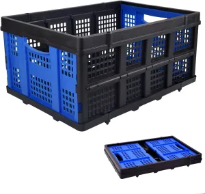 Foldable Plastic Storage Crate – Stackable & Collapsible Basket, 1.73 Cu Ft for Home, Office & Garage