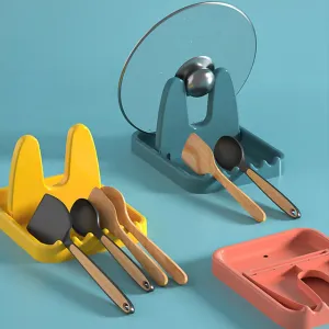 Foldable Pot Lid Rack Plastic Spoon Holder Stand Kitchen Supplies Organizer