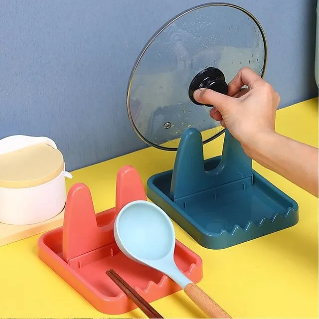 Foldable Pot Lid Rack Plastic Spoon Holder Stand Kitchen Supplies Organizer