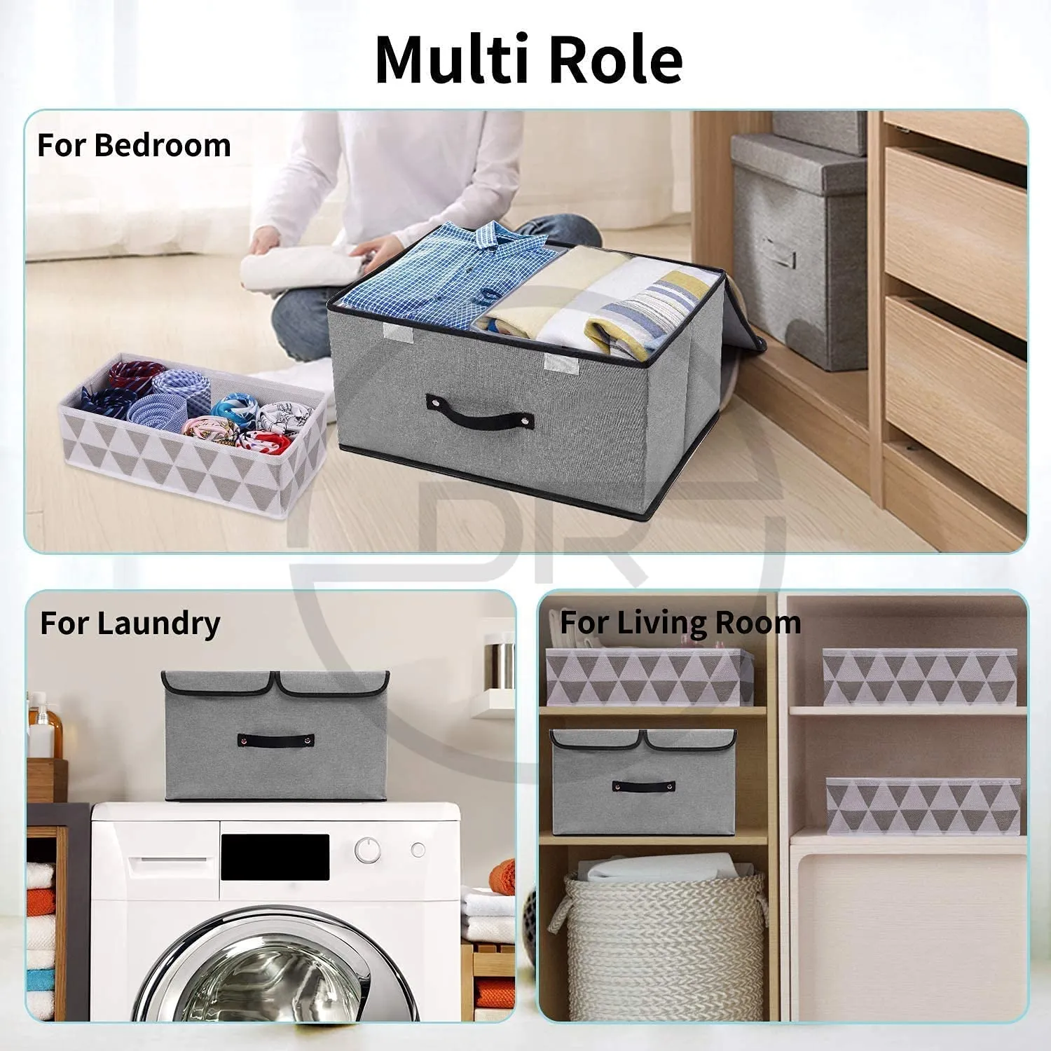 Foldable Rectangular Stackable Storage Bins/Closet Organizer (Pack of 2)