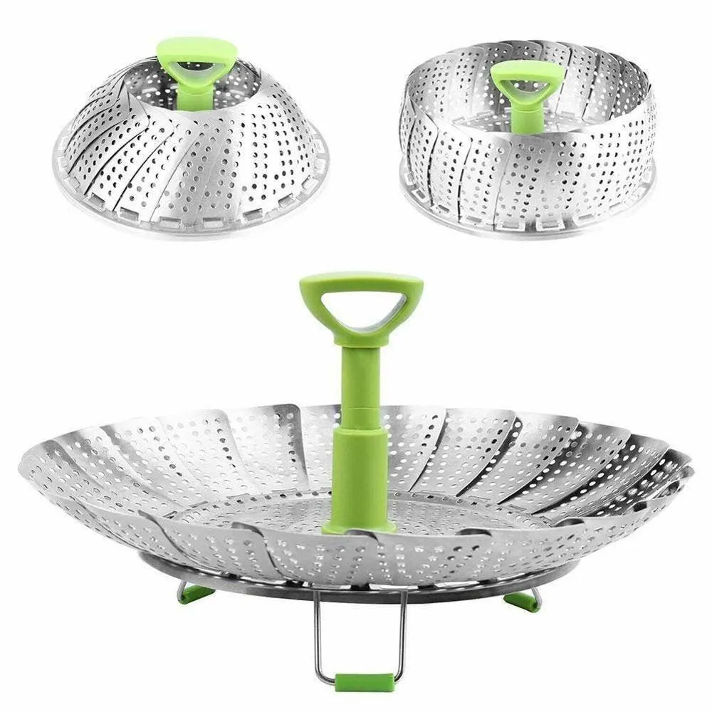 Foldable Stainless Steel Steamer Basket - Kitchen Cooking Tool
