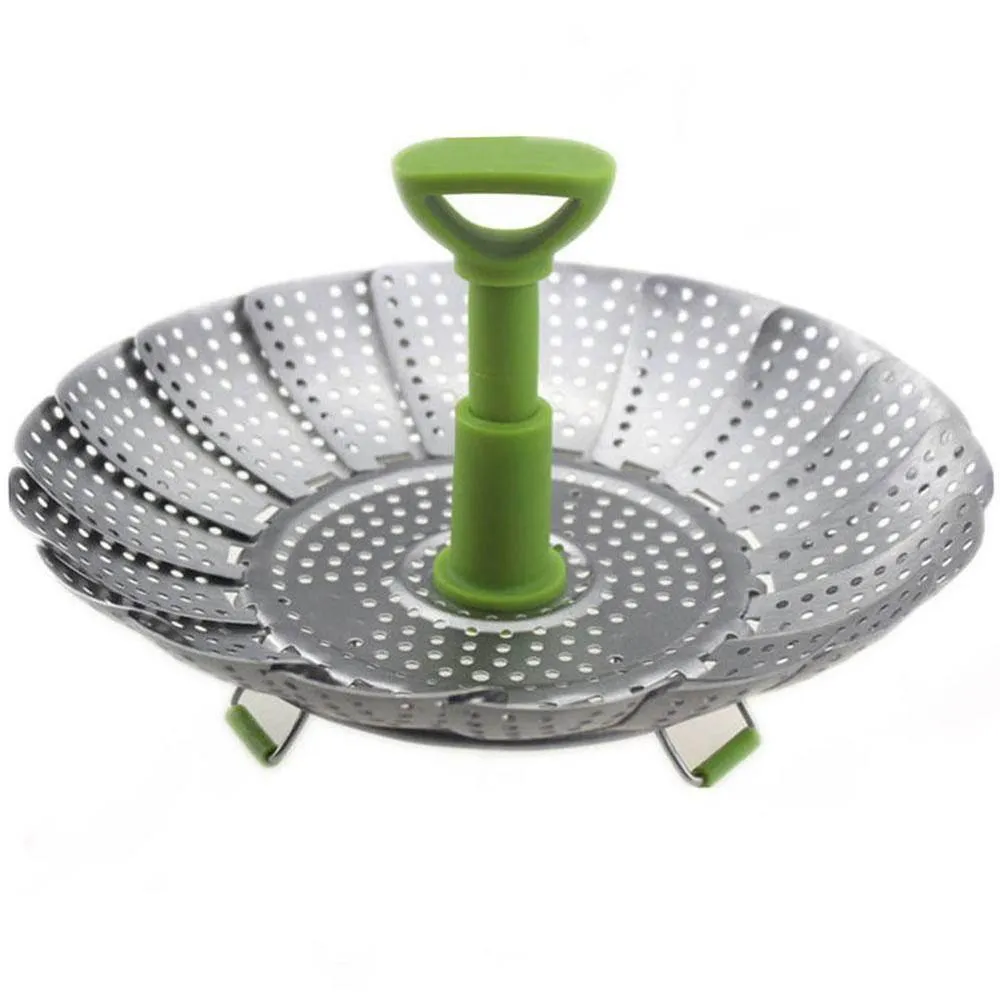 Foldable Stainless Steel Steamer Basket - Kitchen Cooking Tool