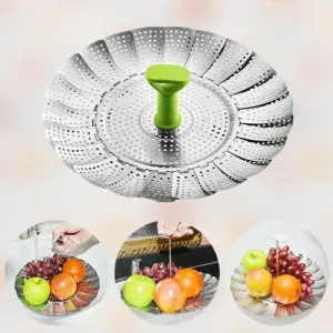 Foldable Stainless Steel Steamer Basket - Kitchen Cooking Tool