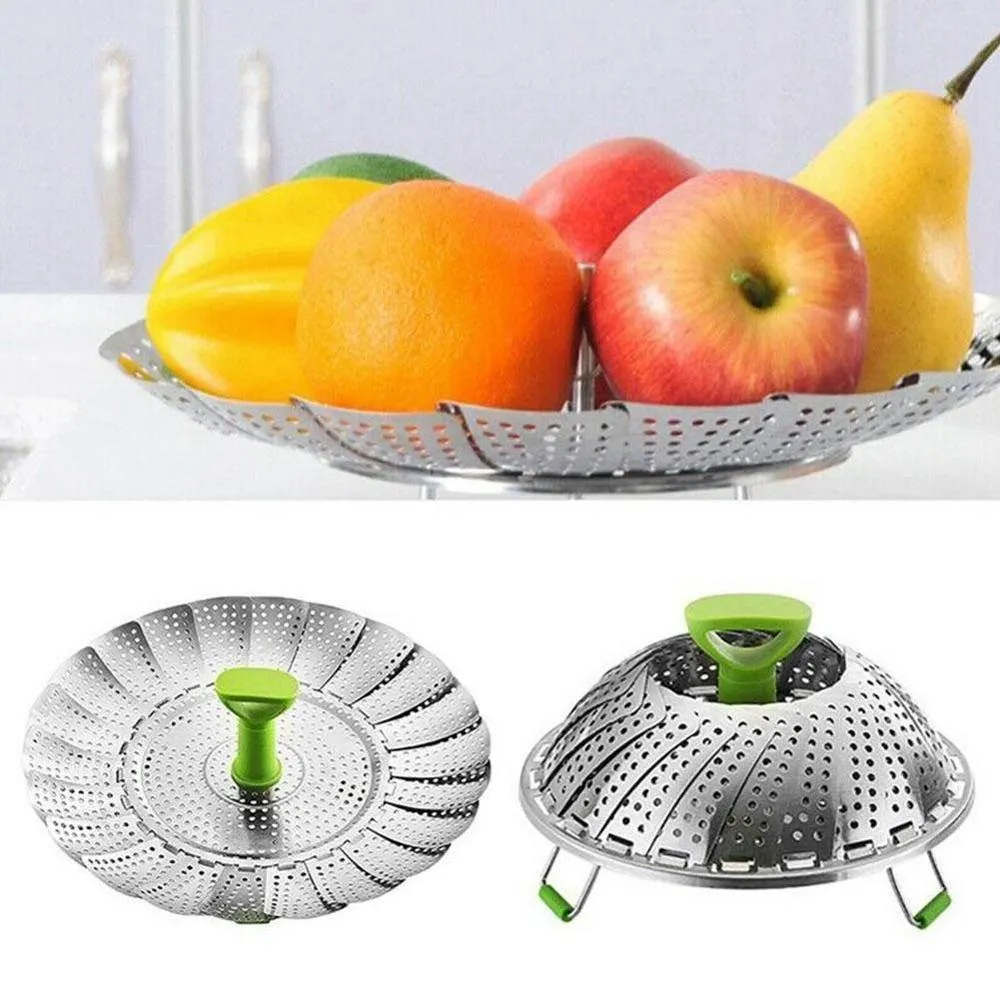 Foldable Stainless Steel Steamer Basket - Kitchen Cooking Tool