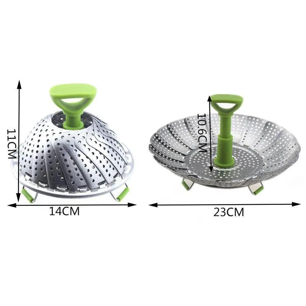 Foldable Stainless Steel Steamer Basket - Kitchen Cooking Tool