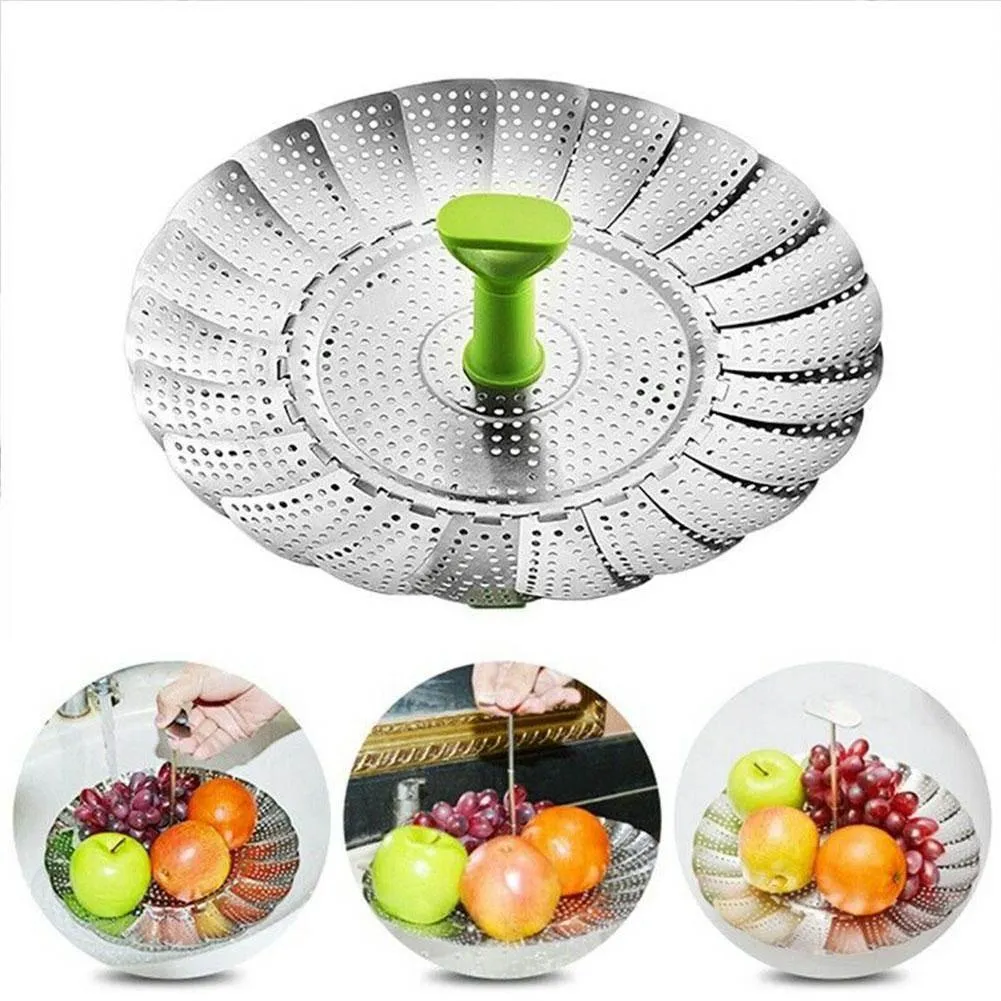 Foldable Stainless Steel Steamer Basket - Kitchen Cooking Tool