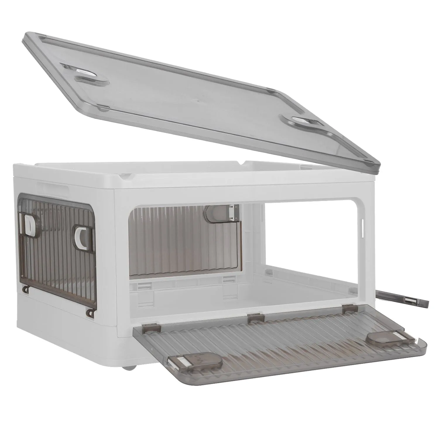 Foldable Storage Bins with Lid 4 Doors Collapsible Stackable with Lock