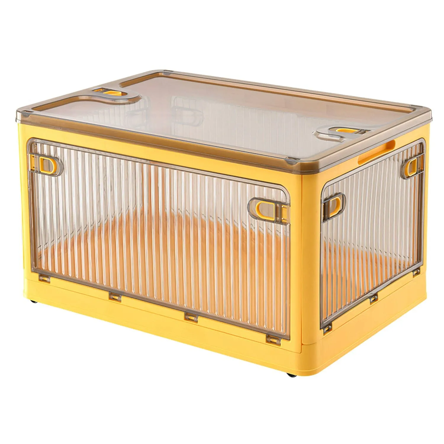 Foldable Storage Bins with Lid 4 Doors Collapsible Stackable with Lock