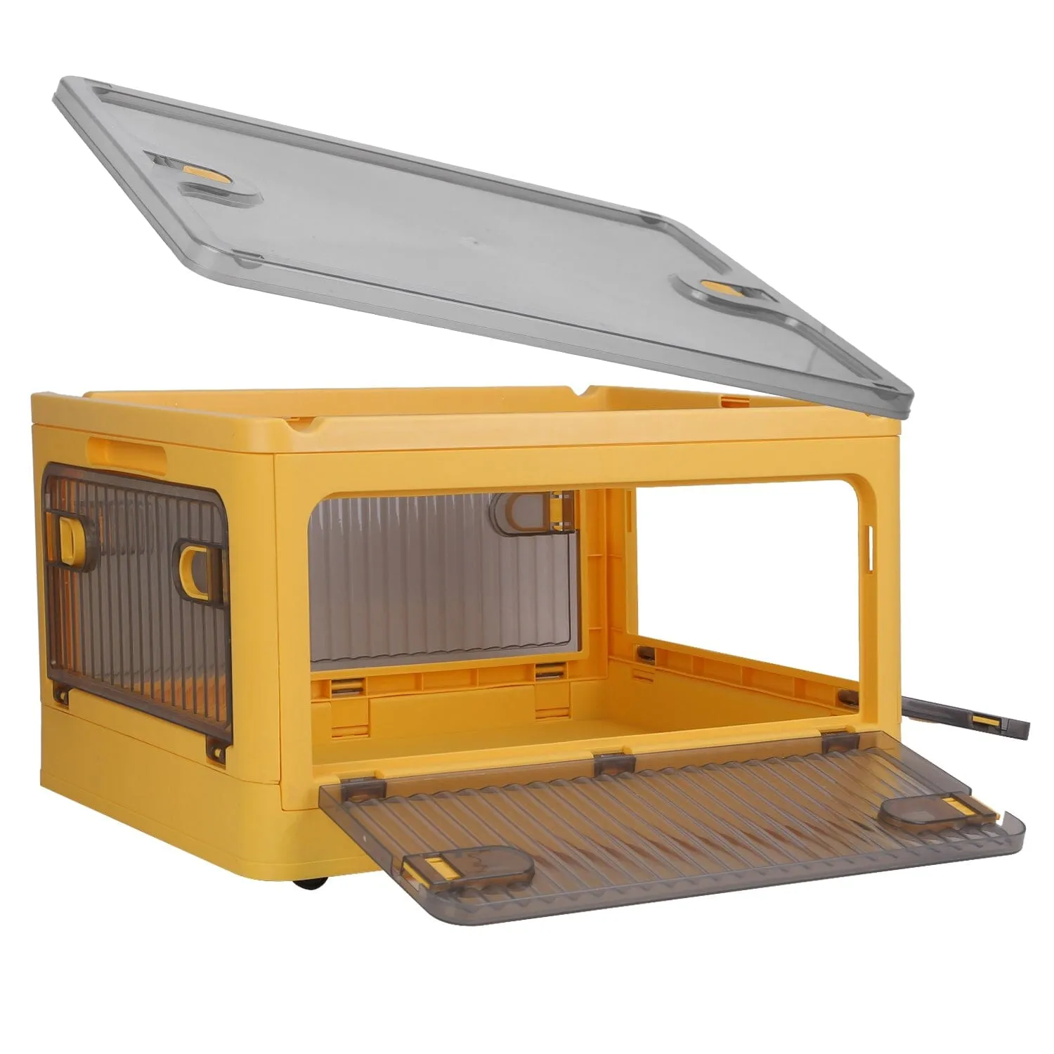 Foldable Storage Bins with Lid 4 Doors Collapsible Stackable with Lock