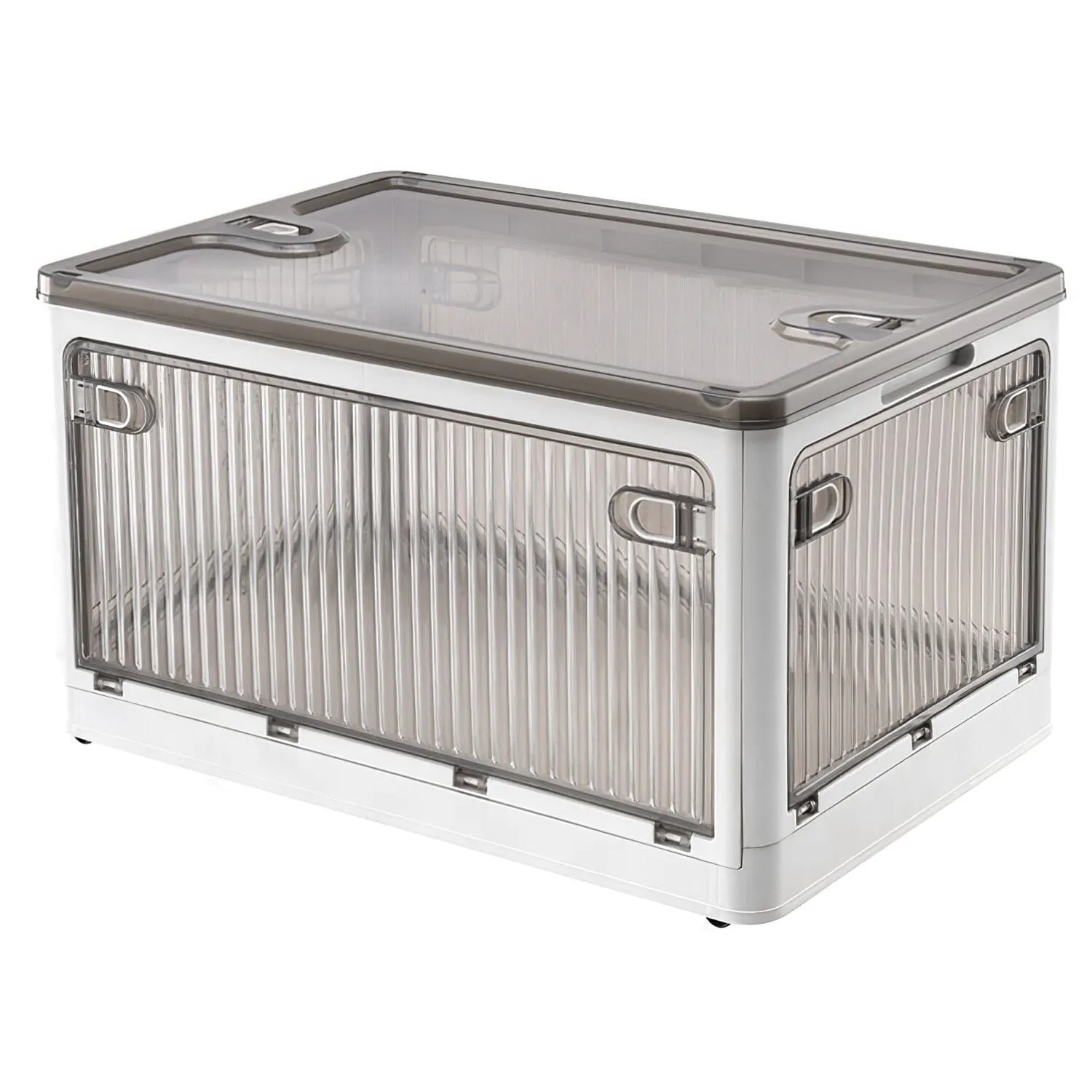 Foldable Storage Bins with Lid 4 Doors Collapsible Stackable with Lock