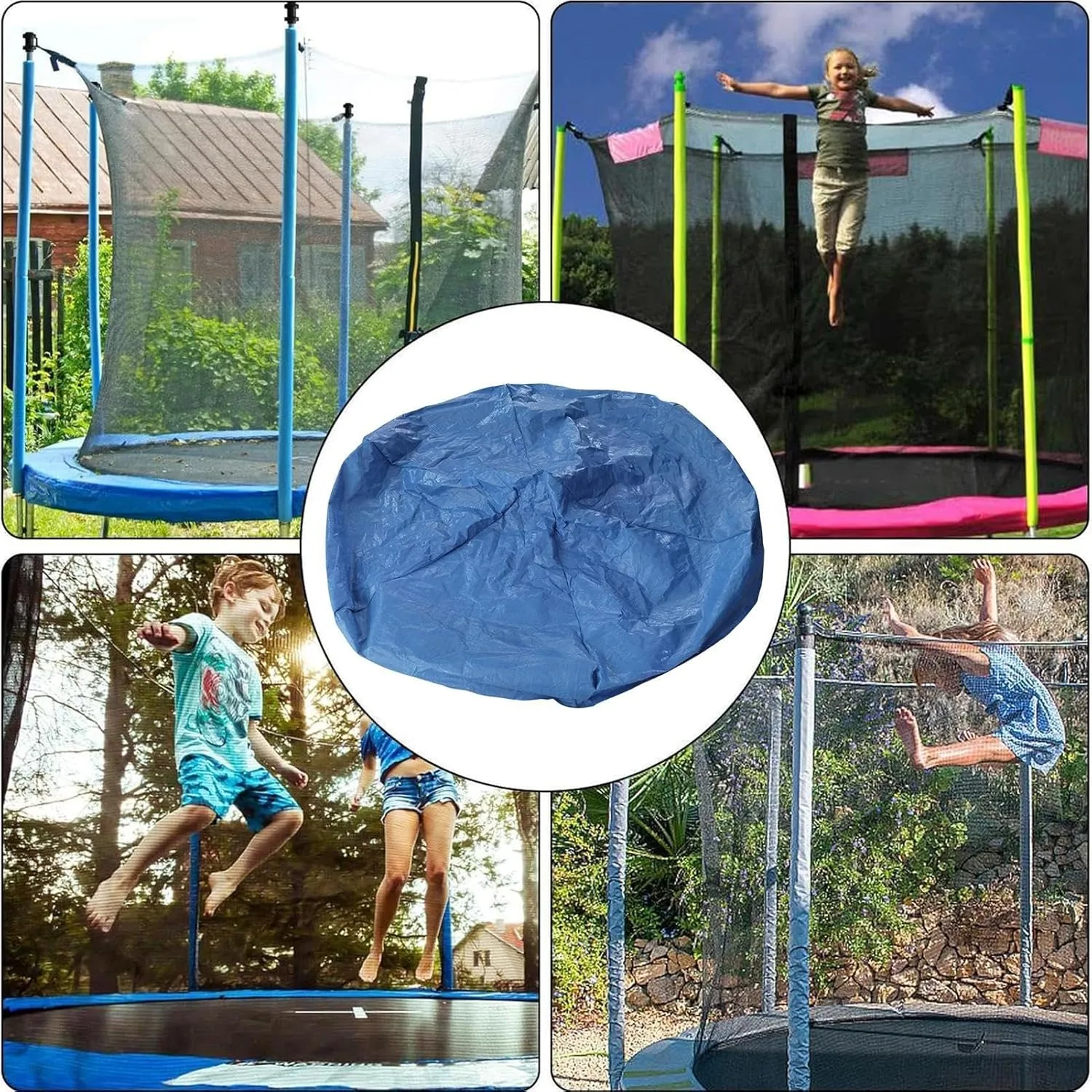 Foldable Sunshade, UV Resistant Trampoline, Dust-Proof Trampoline, Space-Saving Protection, Blue Trampoline Shade, User-Friendly for Playgrounds