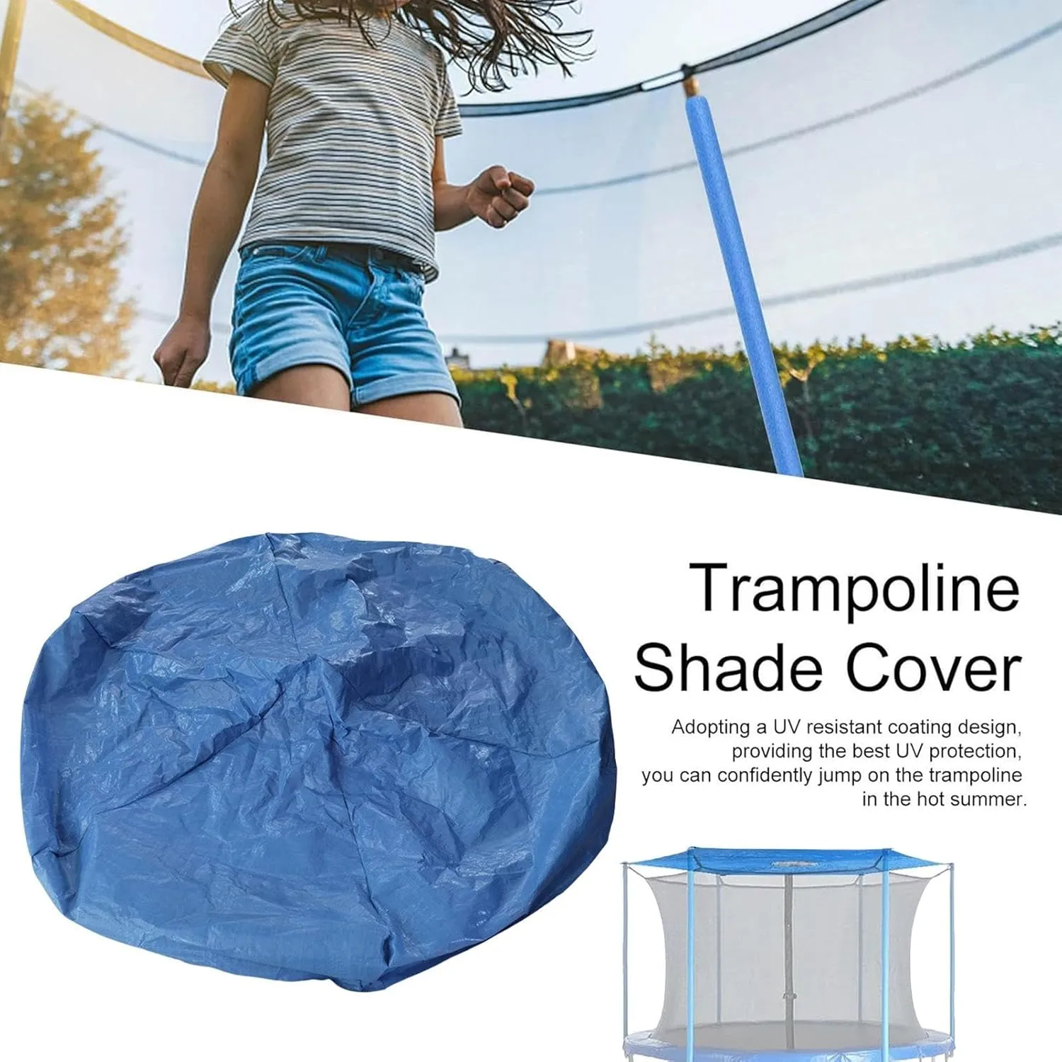 Foldable Sunshade, UV Resistant Trampoline, Dust-Proof Trampoline, Space-Saving Protection, Blue Trampoline Shade, User-Friendly for Playgrounds