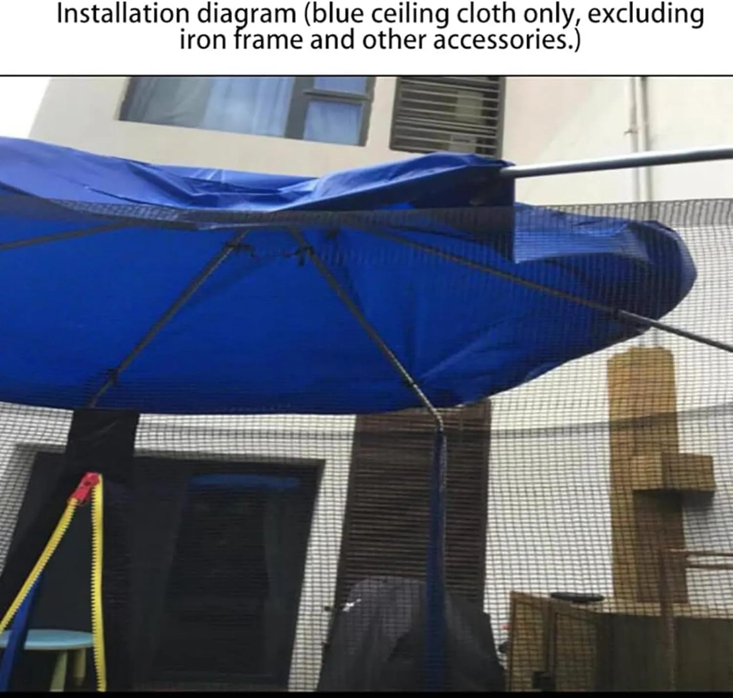 Foldable Sunshade, UV Resistant Trampoline, Dust-Proof Trampoline, Space-Saving Protection, Blue Trampoline Shade, User-Friendly for Playgrounds
