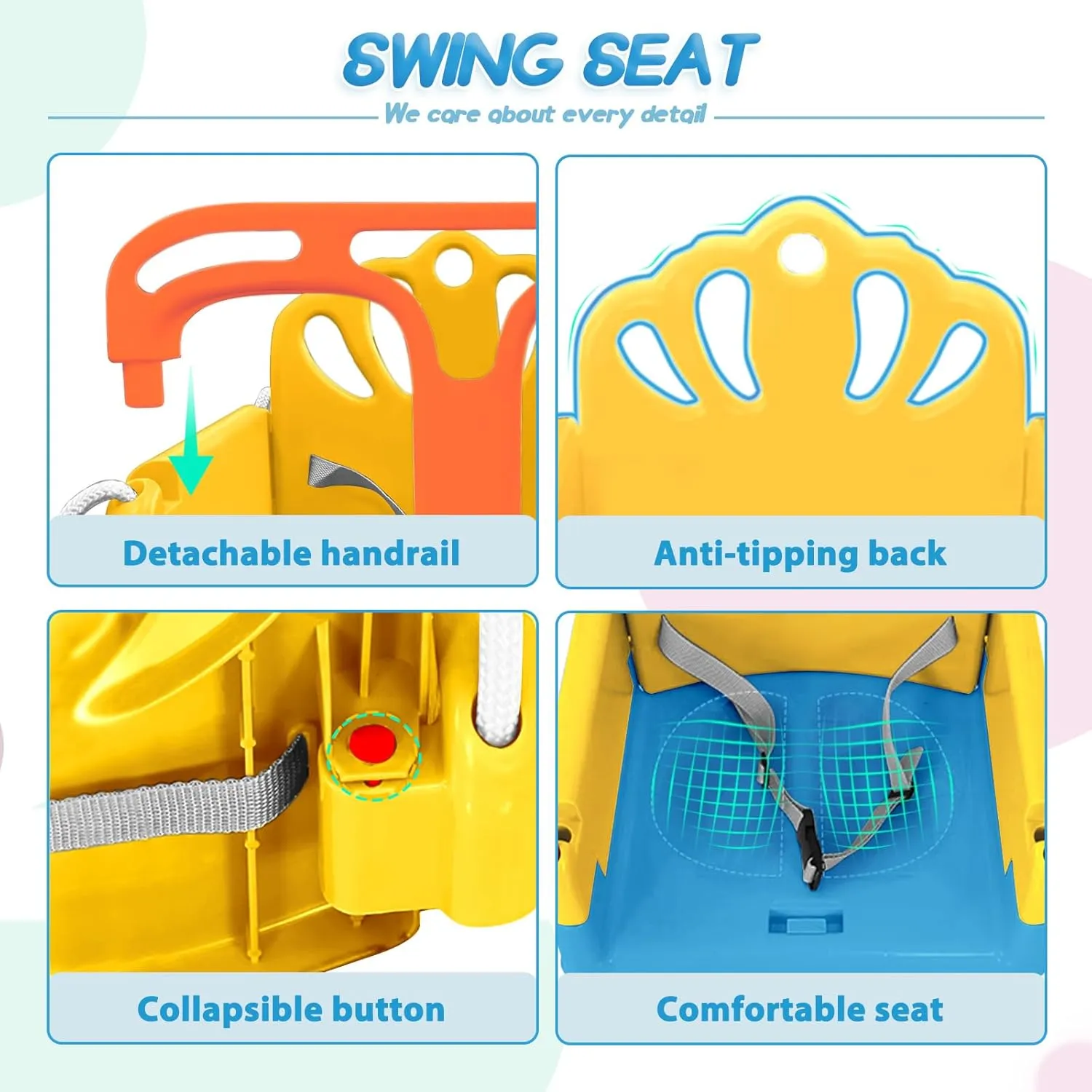 Foldable Toddler Swing Set and Baby Jumper, Indoor & Outdoor Use, Baby Bouncer Jumper, Safe and Durable Swing Set for Backyard (Blue)