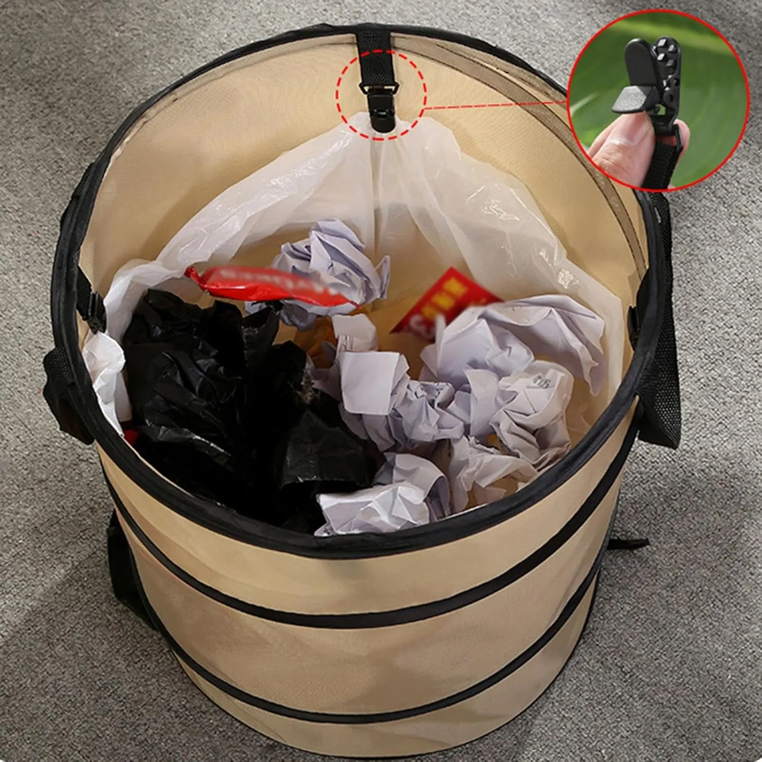 Foldable Trash Bin for Camping and Outdoor Use, M Light Coffee