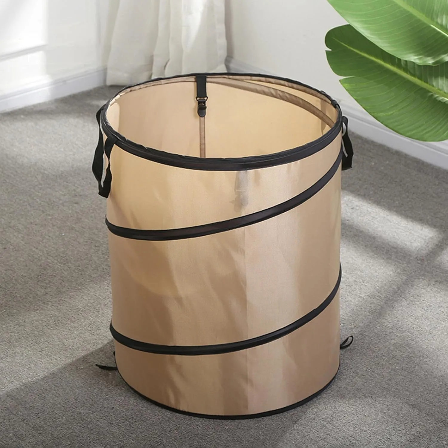 Foldable Trash Bin for Camping and Outdoor Use, M Light Coffee