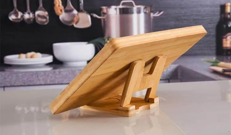 Foldable Wooden Pot Lid Holder - Cutting Board Organizer