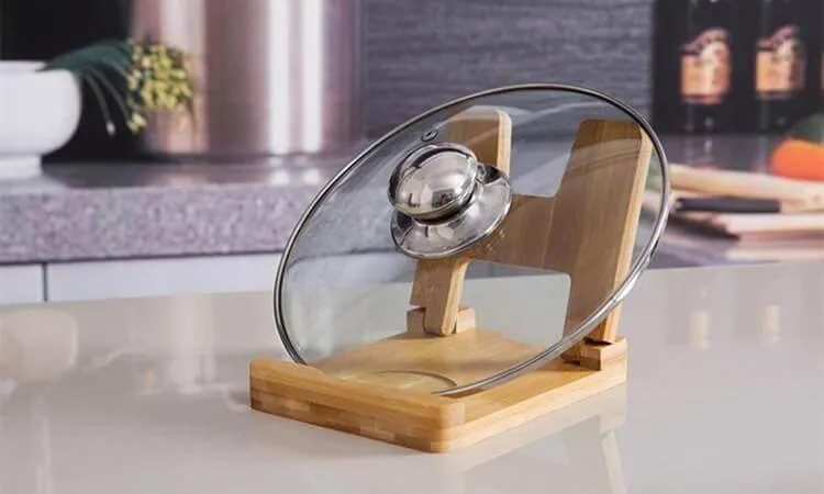 Foldable Wooden Pot Lid Holder - Cutting Board Organizer