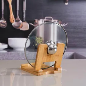 Foldable Wooden Pot Lid Holder - Cutting Board Organizer