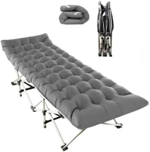 Folding Camping Cot, Portable Camping Bed, Collapsible Travel Camp Cots, with 2-Sided Soft Pad, 440LBS Max Load
