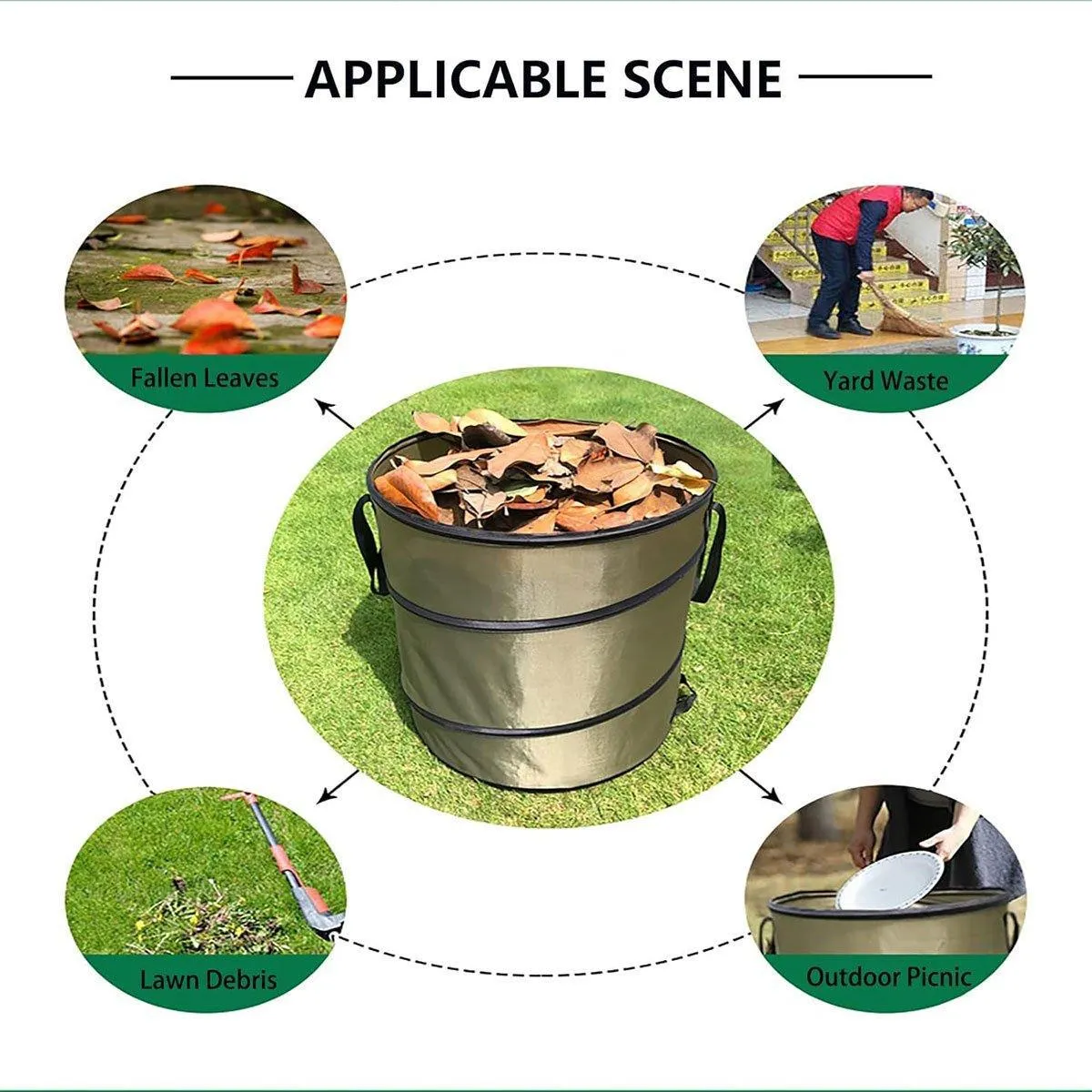 Folding Garden Leaf Bin Portable Outdoor Storage Bucket Camping Trash Can