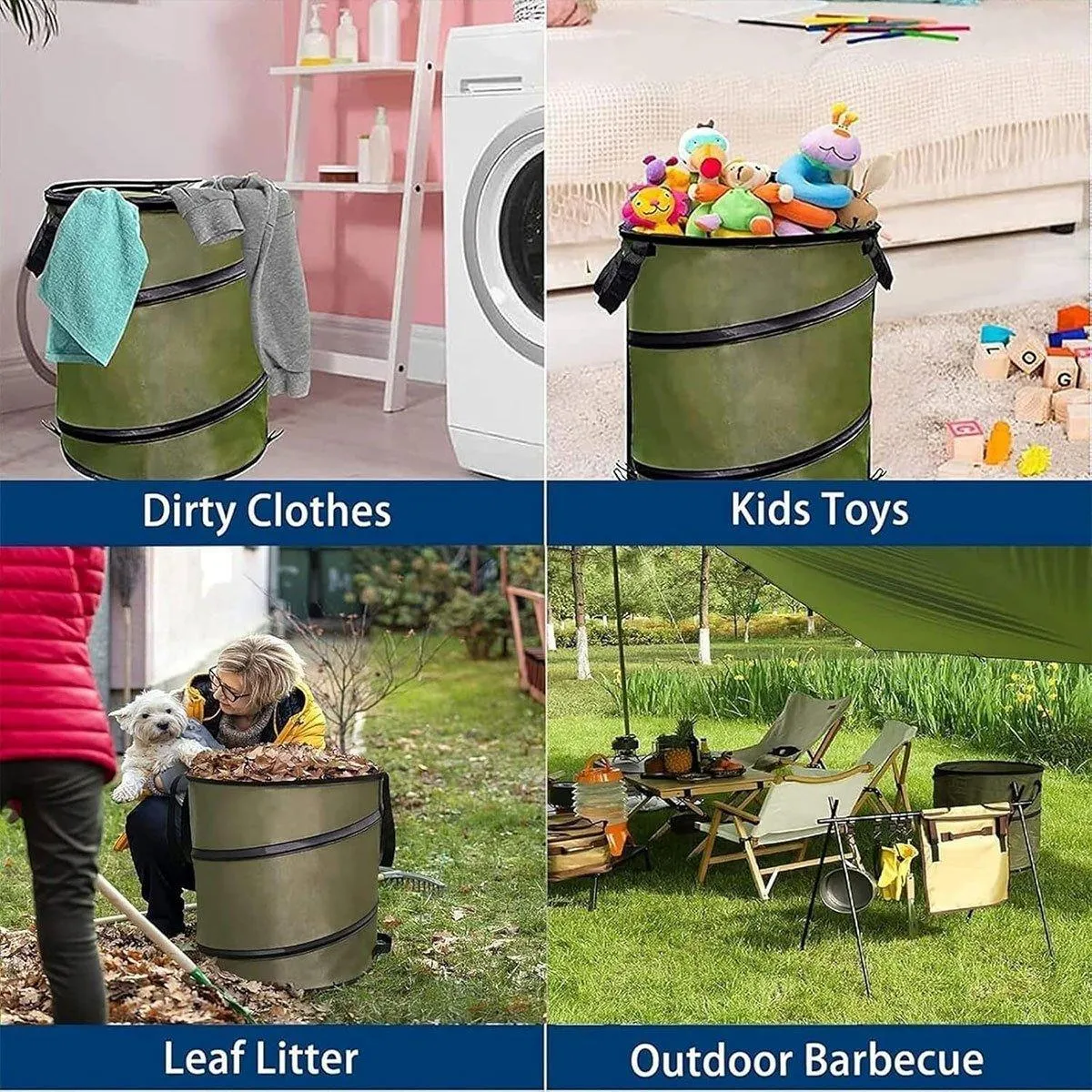 Folding Garden Leaf Bin Portable Outdoor Storage Bucket Camping Trash Can
