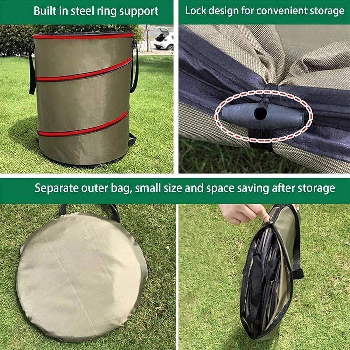 Folding Garden Leaf Bin Portable Outdoor Storage Bucket Camping Trash Can