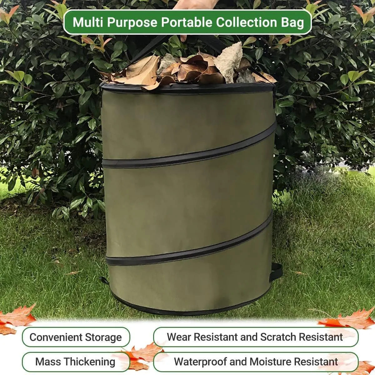 Folding Garden Leaf Bin Portable Outdoor Storage Bucket Camping Trash Can