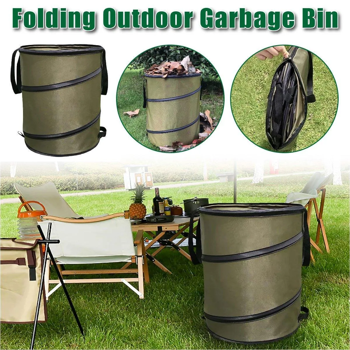 Folding Garden Leaf Bin Portable Outdoor Storage Bucket Camping Trash Can