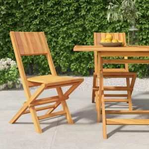 Folding Patio Chairs 2 pcs Solid Teak Wood 18.5" x 24" x 35.4" Foldable Outdoor Chairs Comfortable Lounge Seating for Patio, Garden, and Lawn