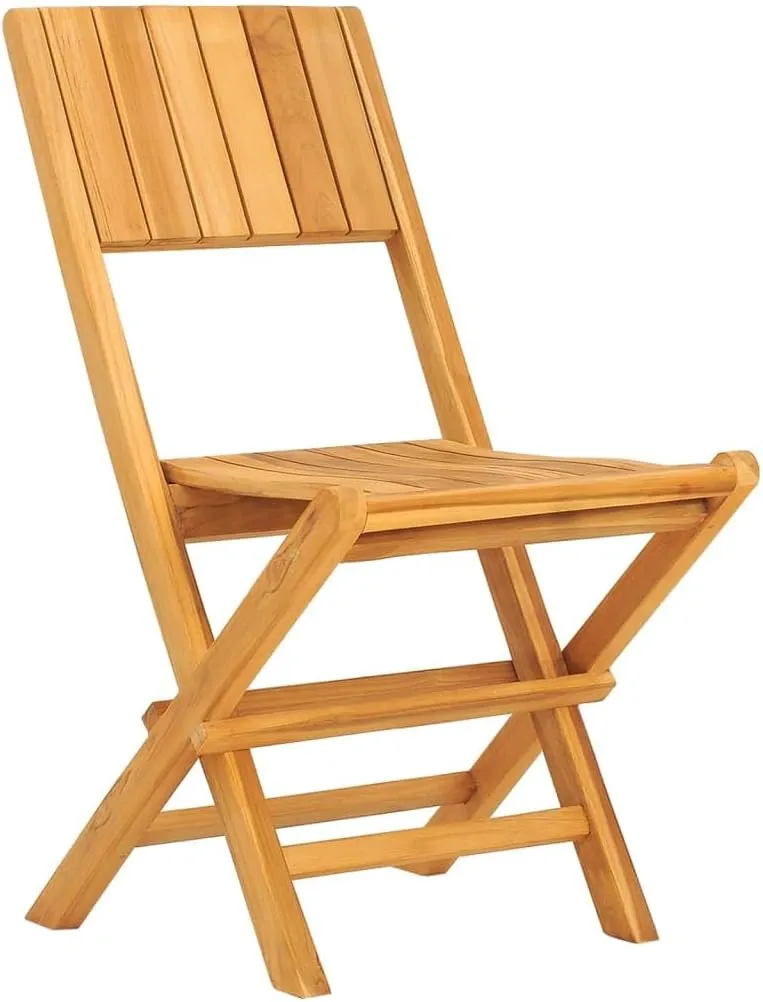 Folding Patio Chairs 2 pcs Solid Teak Wood 18.5" x 24" x 35.4" Foldable Outdoor Chairs Comfortable Lounge Seating for Patio, Garden, and Lawn