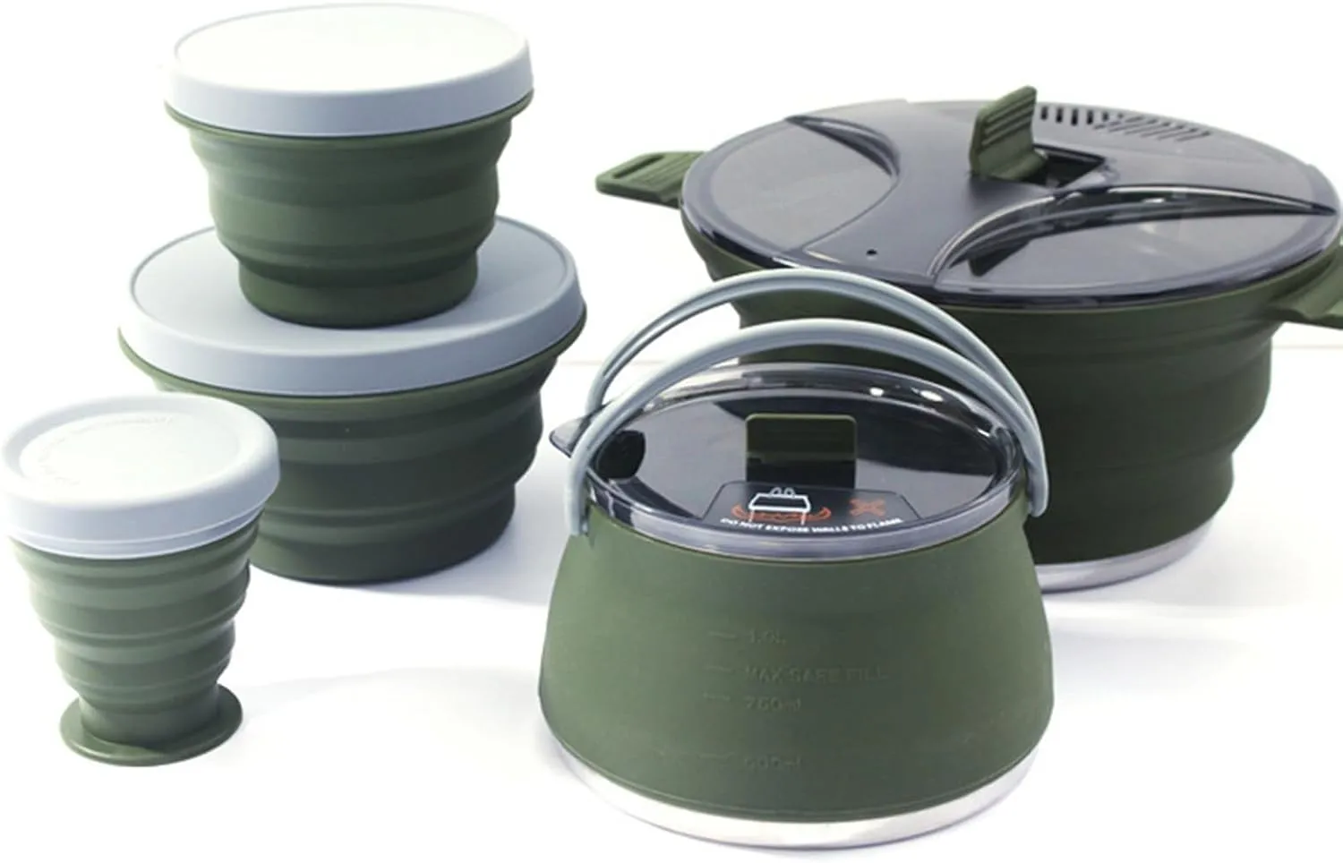 Folding Pot Set Portable Cooking Set Collapsible Cookware Set Camping Cookware Set Compact