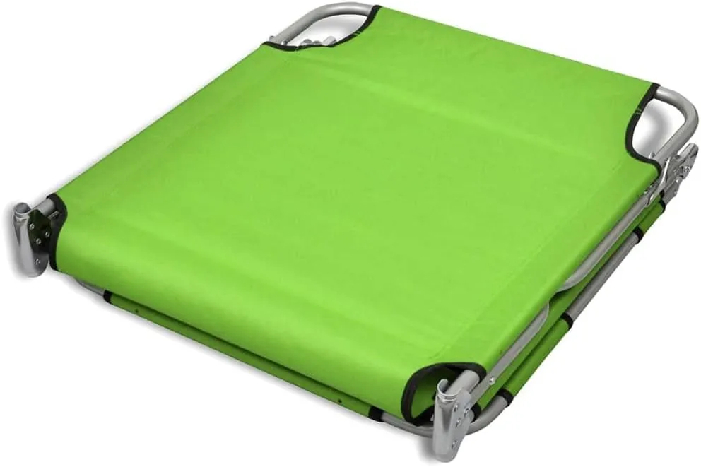 Folding Sun Lounger with Head Cushion Powder-Coated Steel GreenLuxury Sun Loungers with Adjustable Backrest and Cushioned Seat