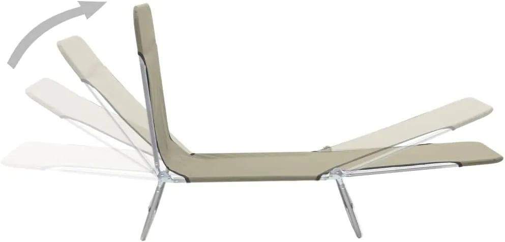 Folding Sun Loungers 2 pcs Steel and Fabric TaupeLuxury Sun Loungers with Adjustable Backrest and Cushioned Seat