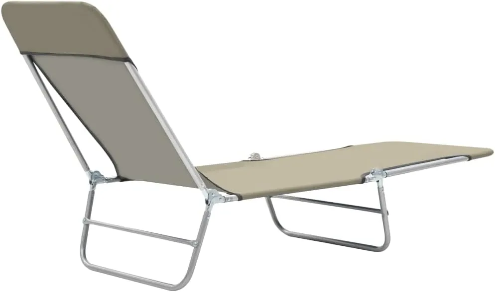 Folding Sun Loungers 2 pcs Steel and Fabric TaupeLuxury Sun Loungers with Adjustable Backrest and Cushioned Seat
