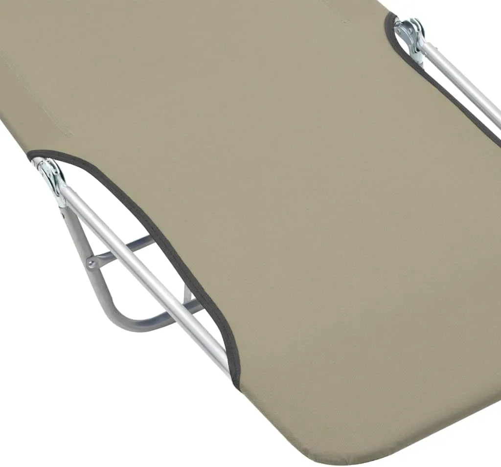 Folding Sun Loungers 2 pcs Steel and Fabric TaupeLuxury Sun Loungers with Adjustable Backrest and Cushioned Seat