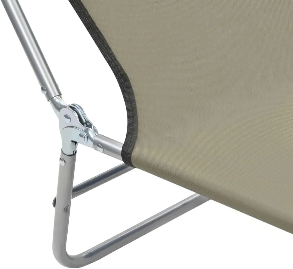 Folding Sun Loungers 2 pcs Steel and Fabric TaupeLuxury Sun Loungers with Adjustable Backrest and Cushioned Seat