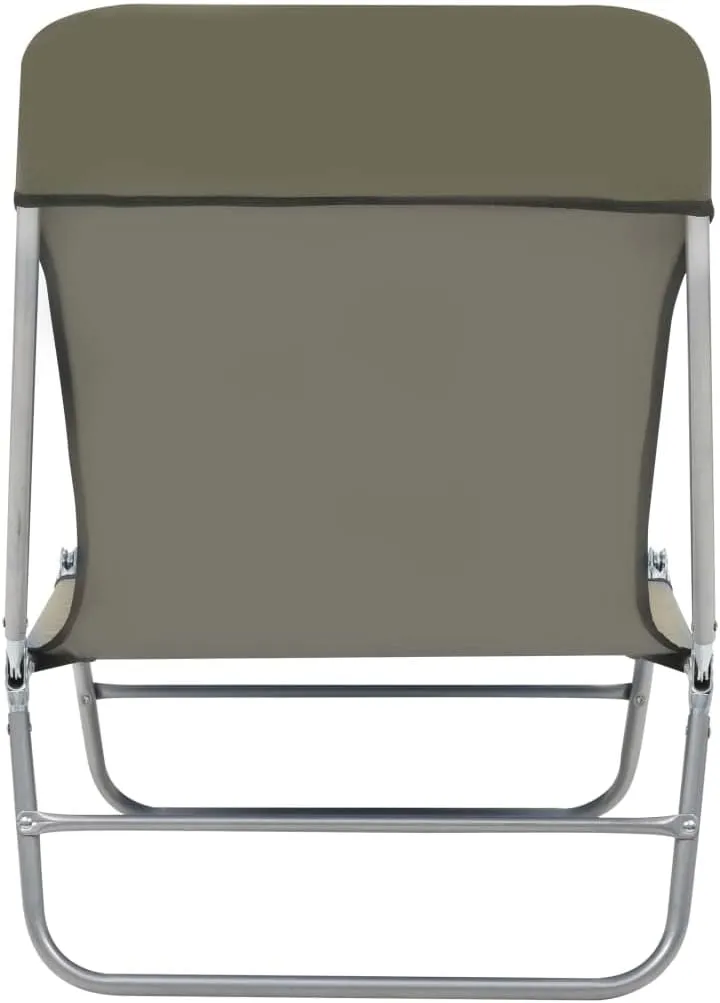 Folding Sun Loungers 2 pcs Steel and Fabric TaupeLuxury Sun Loungers with Adjustable Backrest and Cushioned Seat